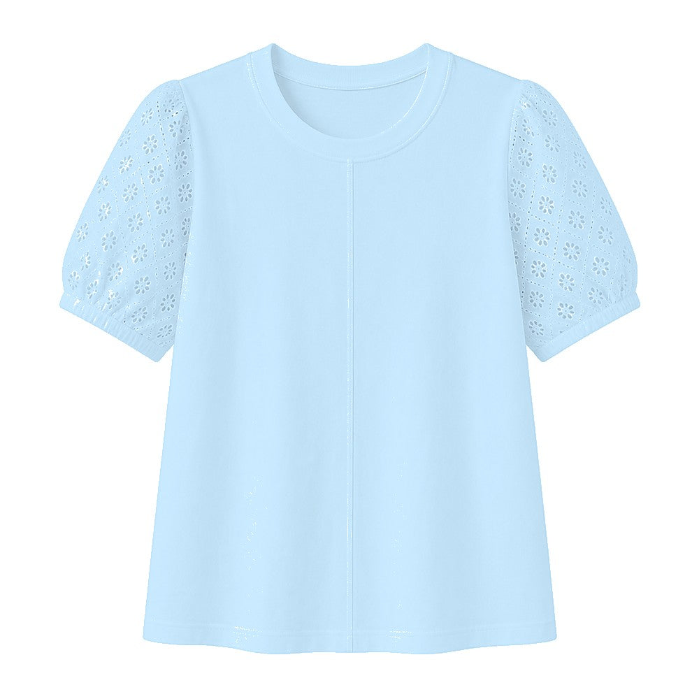 CLEARANCE SALE - Women's 95% Cotton Eyelet Sleeve Tee - 14 Colors & Bundle Deals