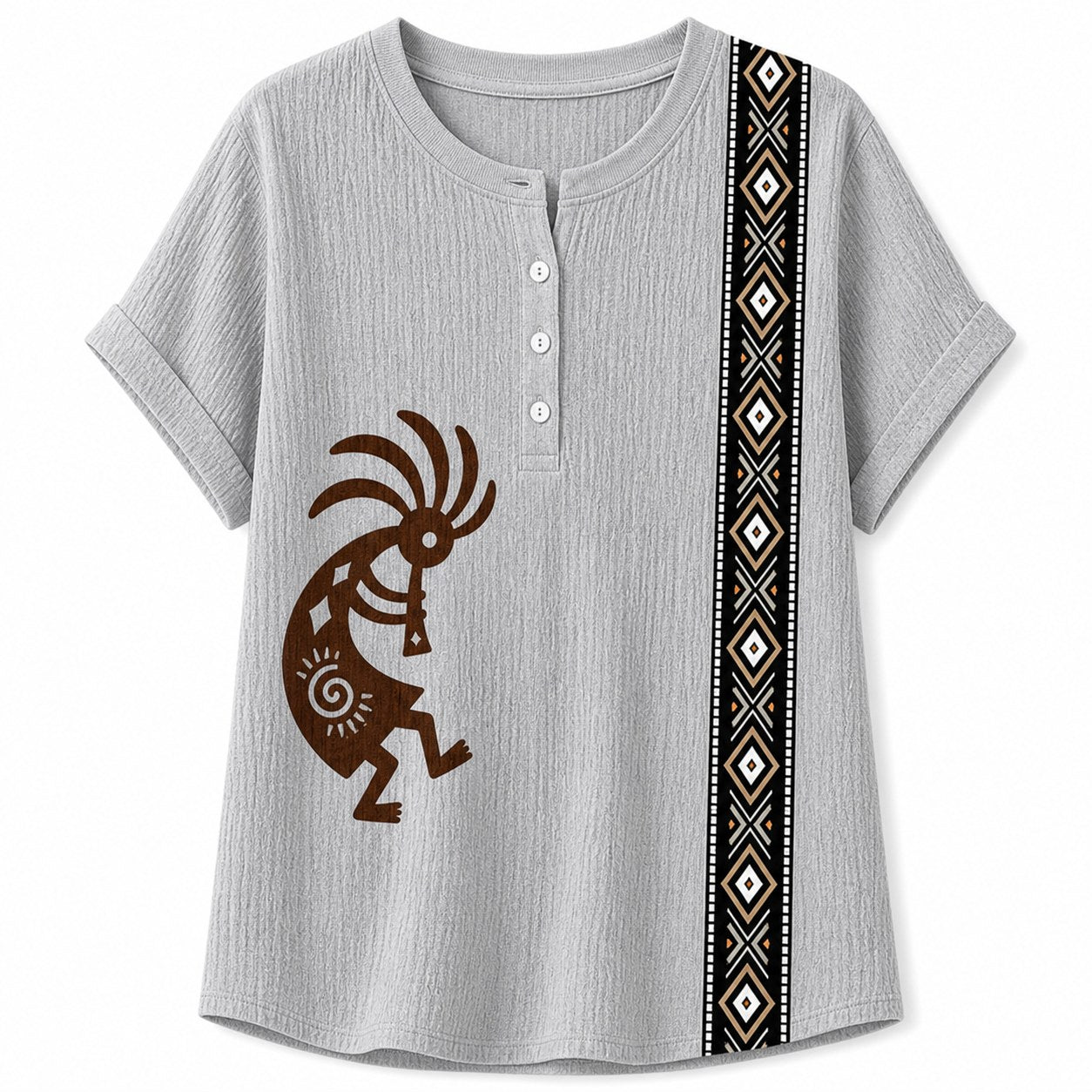 CLEARANCE SALE - Women's Southwest Kokopelli Henley Top - 14 Colors & Bundle Deals