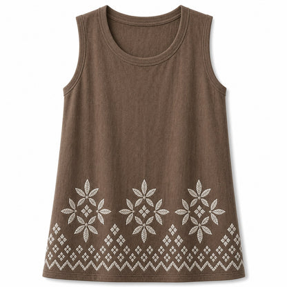 CLEARANCE SALE - Women's Embroidered Border Sleeveless Tank Top - 14 Colors & Bundle Deals