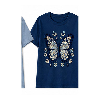 CLEARANCE SALE - Women's Crochet Butterfly Graphic Tee - 14 Colors & Bundle Deals