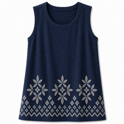 CLEARANCE SALE - Women's Embroidered Border Sleeveless Tank Top - 14 Colors & Bundle Deals