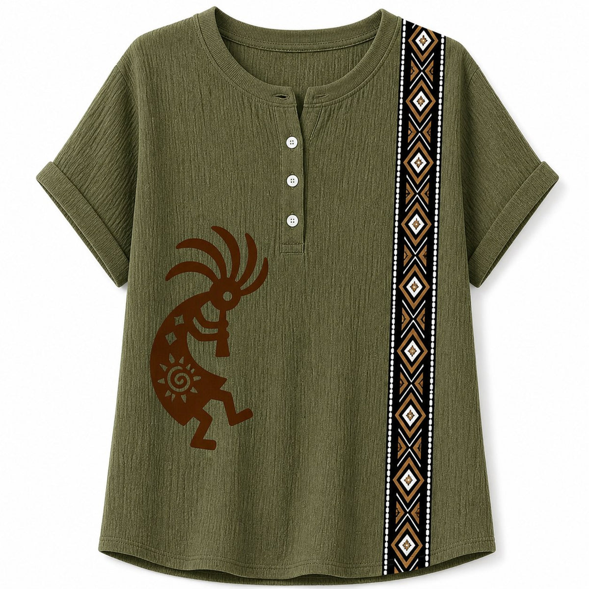CLEARANCE SALE - Women's Southwest Kokopelli Henley Top - 14 Colors & Bundle Deals