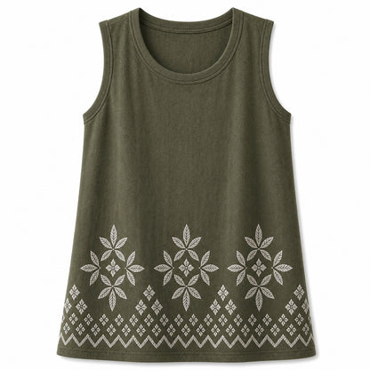 CLEARANCE SALE - Women's Embroidered Border Sleeveless Tank Top - 14 Colors & Bundle Deals