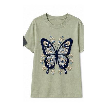CLEARANCE SALE - Women's Crochet Butterfly Graphic Tee - 14 Colors & Bundle Deals