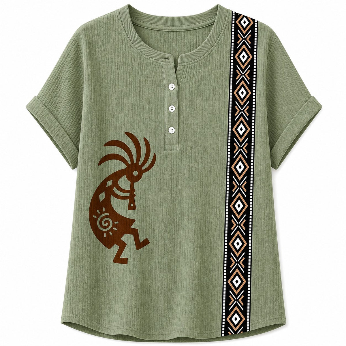 CLEARANCE SALE - Women's Southwest Kokopelli Henley Top - 14 Colors & Bundle Deals