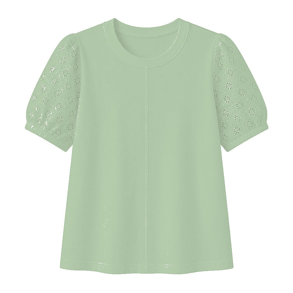 CLEARANCE SALE - Women's 95% Cotton Eyelet Sleeve Tee - 14 Colors & Bundle Deals