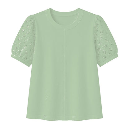 CLEARANCE SALE - Women's 95% Cotton Eyelet Sleeve Tee - 14 Colors & Bundle Deals