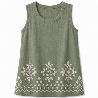 CLEARANCE SALE - Women's Embroidered Border Sleeveless Tank Top - 14 Colors & Bundle Deals