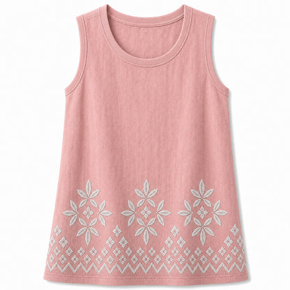 CLEARANCE SALE - Women's Embroidered Border Sleeveless Tank Top - 14 Colors & Bundle Deals