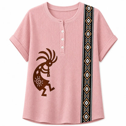 CLEARANCE SALE - Women's Southwest Kokopelli Henley Top - 14 Colors & Bundle Deals