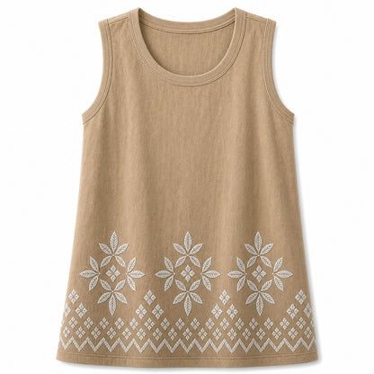 CLEARANCE SALE - Women's Embroidered Border Sleeveless Tank Top - 14 Colors & Bundle Deals