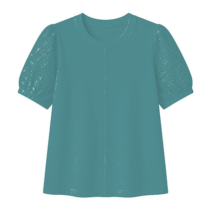 CLEARANCE SALE - Women's 95% Cotton Eyelet Sleeve Tee - 14 Colors & Bundle Deals