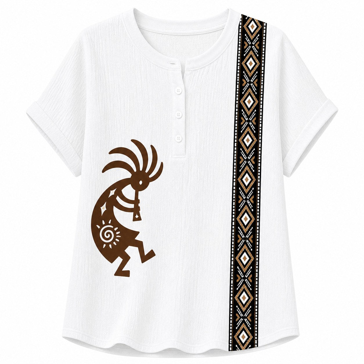 CLEARANCE SALE - Women's Southwest Kokopelli Henley Top - 14 Colors & Bundle Deals
