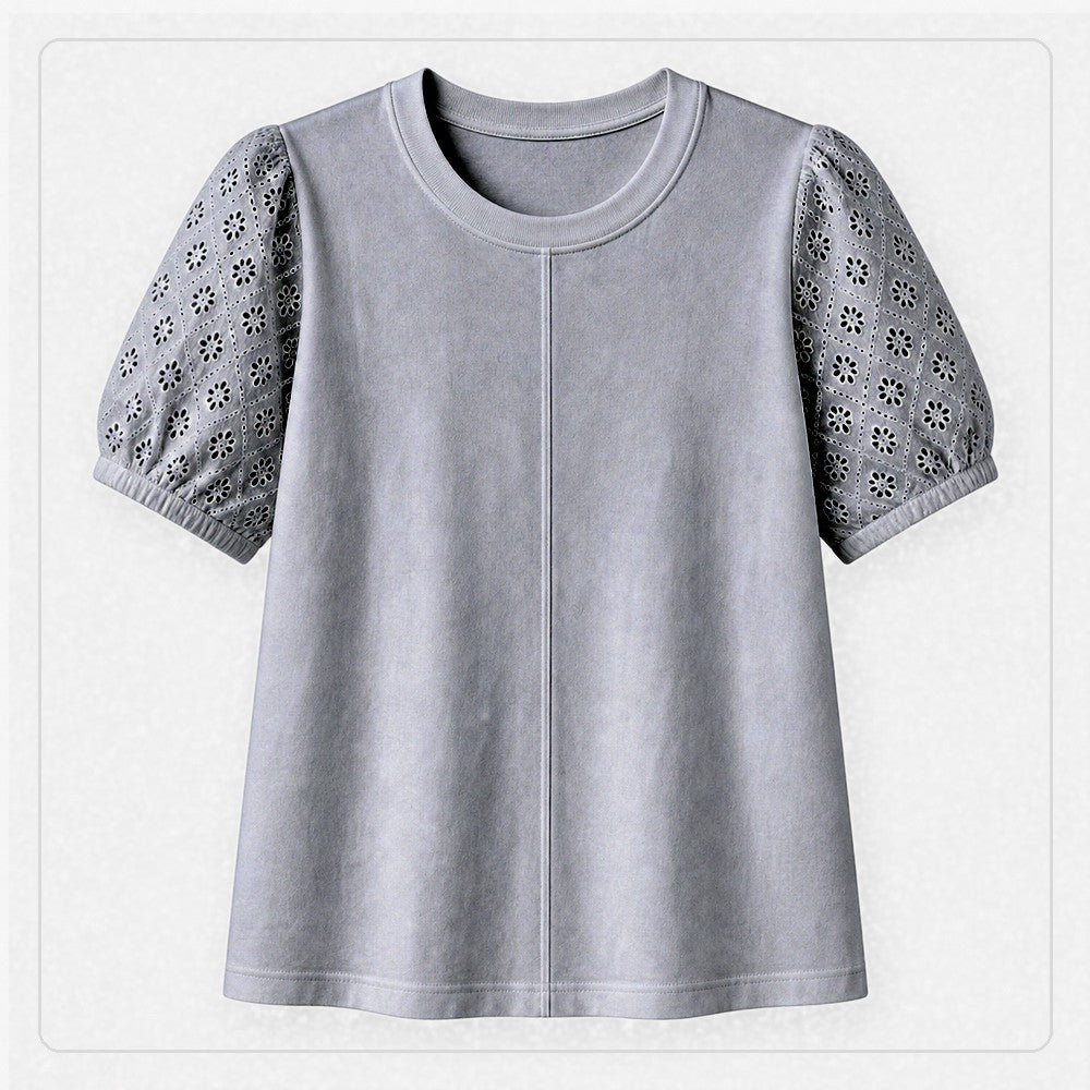 CLEARANCE SALE - Women's 95% Cotton Eyelet Sleeve Tee - 14 Colors & Bundle Deals