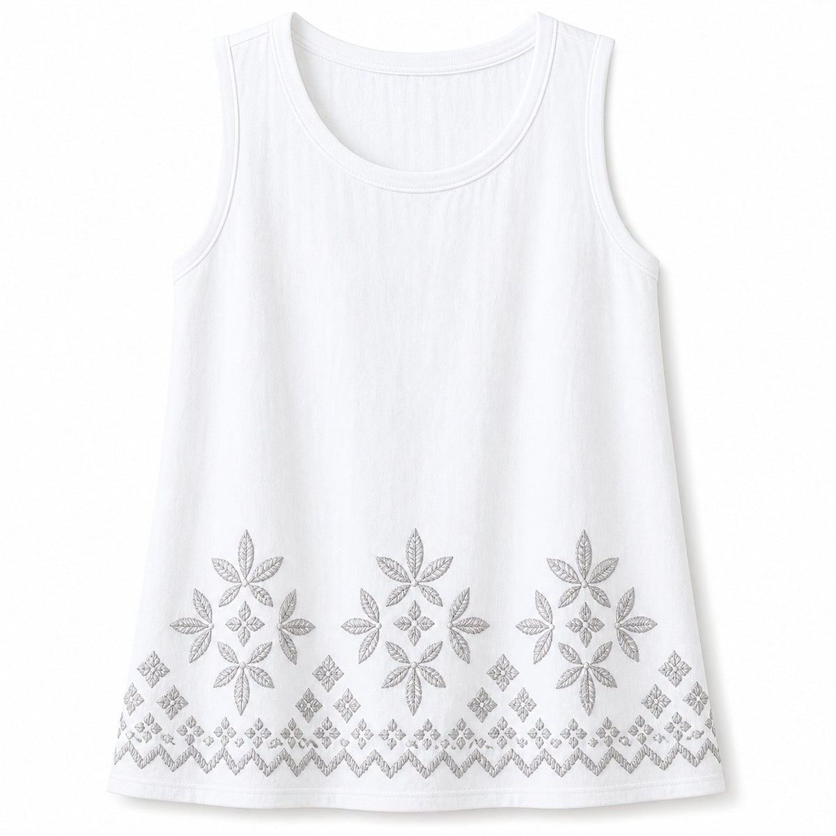 CLEARANCE SALE - Women's Embroidered Border Sleeveless Tank Top - 14 Colors & Bundle Deals