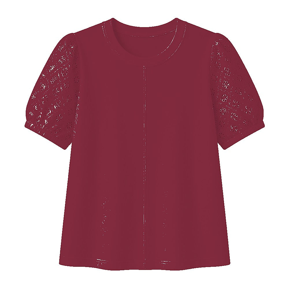 CLEARANCE SALE - Women's 95% Cotton Eyelet Sleeve Tee - 14 Colors & Bundle Deals